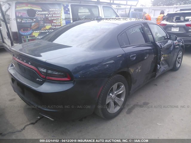 2C3CDXHG7GH222704 - 2016 DODGE CHARGER SXT BLUE photo 4