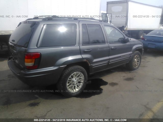 1J4GW58S42C112229 - 2002 JEEP GRAND CHEROKEE LIMITED GRAY photo 4