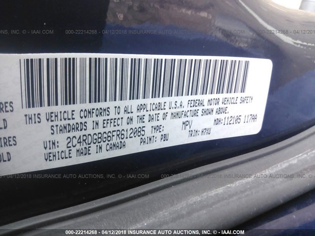 2C4RDGBG6FR612085 - 2015 DODGE GRAND CARAVAN SE 蓝色 照片 9