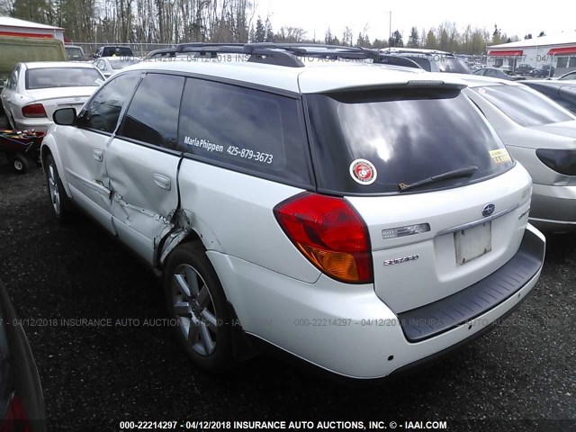 4S4BP62CX67328553 - 2006 SUBARU LEGACY OUTBACK 2.5I LIMITED WHITE photo 3