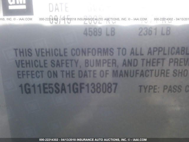 1G11E5SA1GF138087 - 2016 CHEVROLET MALIBU LIMITED LTZ Күміс фото 9