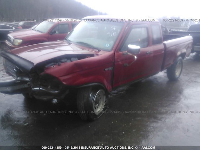 1FTCR15X5MPA50677 - 1991 FORD RANGER SUPER CAB RED photo 2