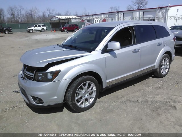 3C4PDDEG3ET257518 - 2014 DODGE JOURNEY R/T SILVER photo 2