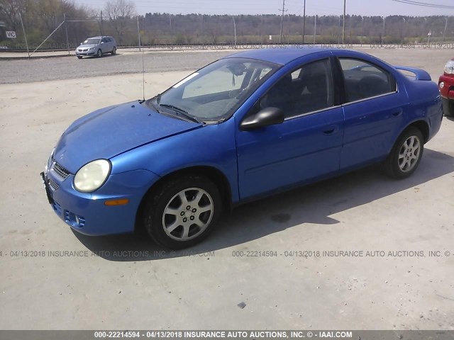 1B3ES56C34D537041 - 2004 DODGE NEON SXT BLUE photo 2