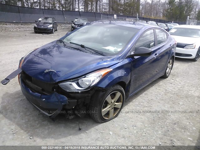 KMHDH4AE1DU530967 - 2013 HYUNDAI ELANTRA GLS/LIMITED BLUE photo 2