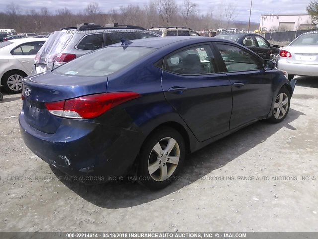 KMHDH4AE1DU530967 - 2013 HYUNDAI ELANTRA GLS/LIMITED BLUE photo 4