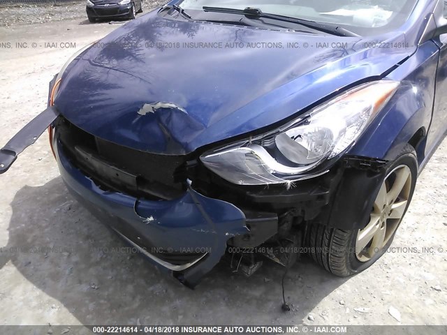 KMHDH4AE1DU530967 - 2013 HYUNDAI ELANTRA GLS/LIMITED BLUE photo 6