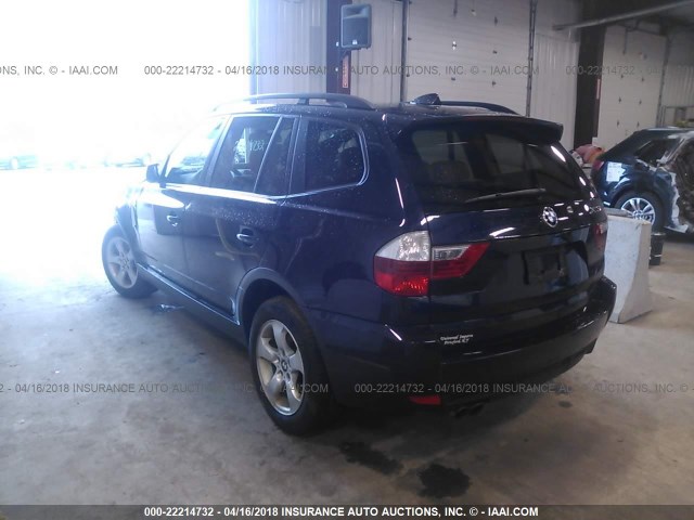 WBXPC93497WF05105 - 2007 BMW X3 3.0SI Dark Blue photo 3