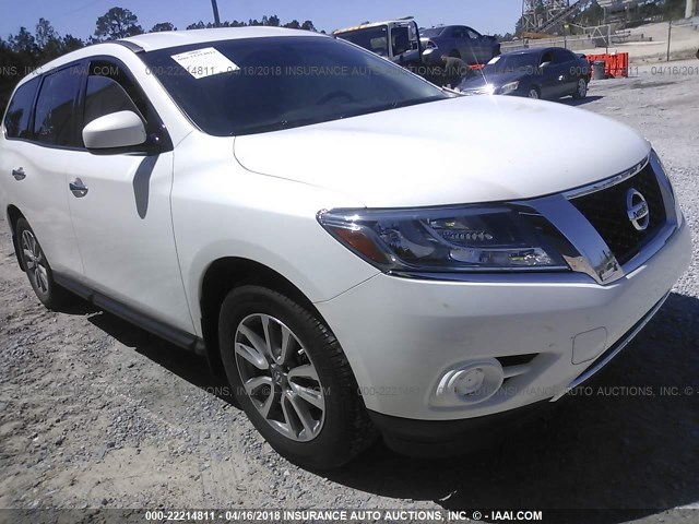 5N1AR2MN1EC655734 - 2014 NISSAN PATHFINDER S/SV/SL/PLATINUM WHITE photo 1