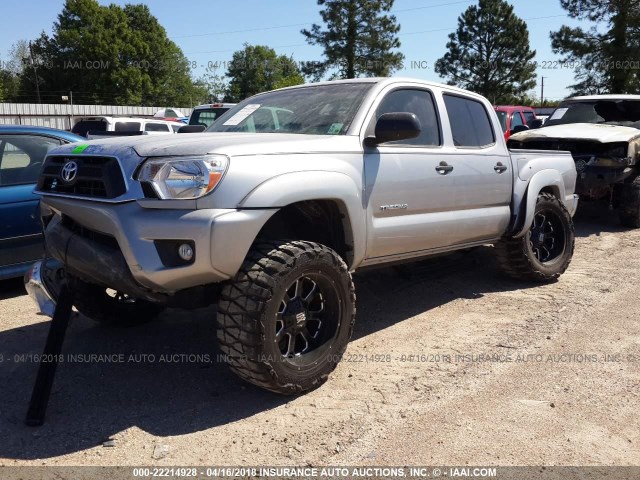 5TFJU4GN8FX083565 - 2015 TOYOTA TACOMA DOUBLE CAB PRERUNNER SILVER photo 2