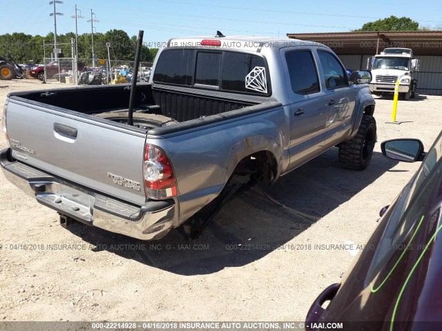 5TFJU4GN8FX083565 - 2015 TOYOTA TACOMA DOUBLE CAB PRERUNNER SILVER photo 4