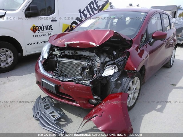 3N1CE2CP6FL421349 - 2015 NISSAN VERSA NOTE S/S PLUS/SV/SL/SR RED photo 2