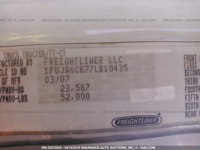 1FUJA6CK77LX10435 - 2007 FREIGHTLINER CONVENTIONAL COLUMBIA WHITE photo 10