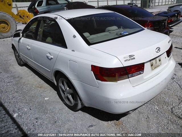 5NPEU46F56H103892 - 2006 HYUNDAI SONATA GLS/LX WHITE photo 3