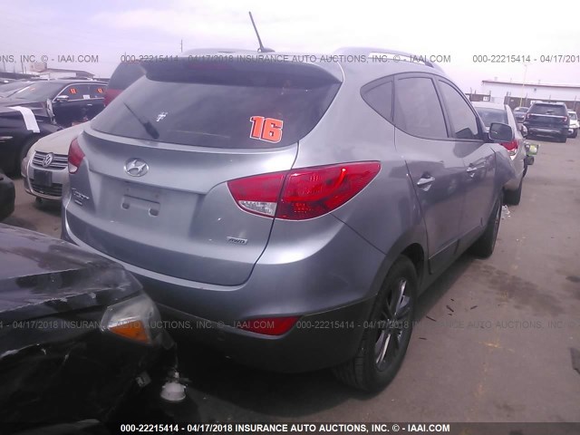 KM8JUCAG0EU872356 - 2014 HYUNDAI Tucson GLS/LIMITED/SE SILVER photo 4