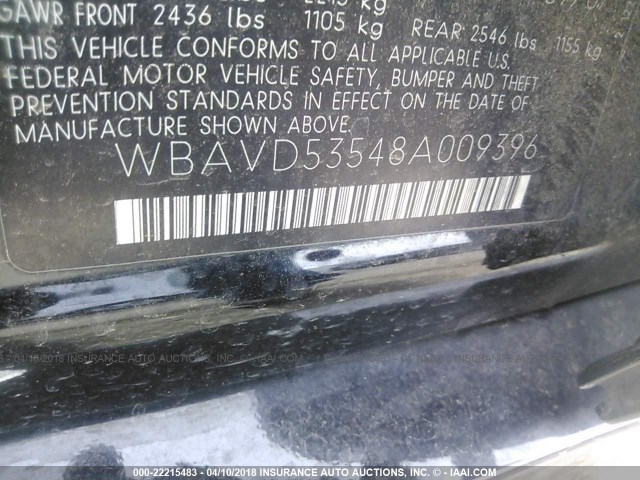 WBAVD53548A009396 - 2008 BMW 335 XI BLACK photo 6