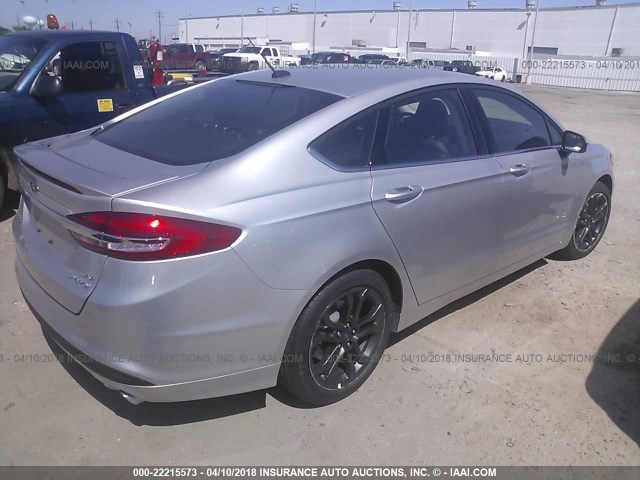 3FA6P0LU5JR197551 - 2018 FORD FUSION SE HYBRID SILVER photo 4