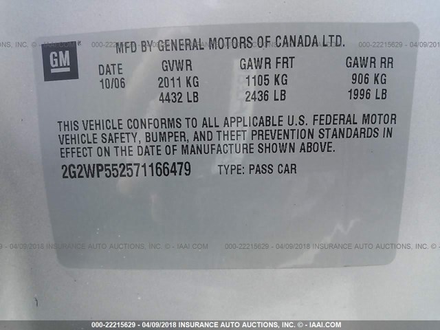 2G2WP552571166479 - 2007 PONTIAC GRAND PRIX SILVER photo 9