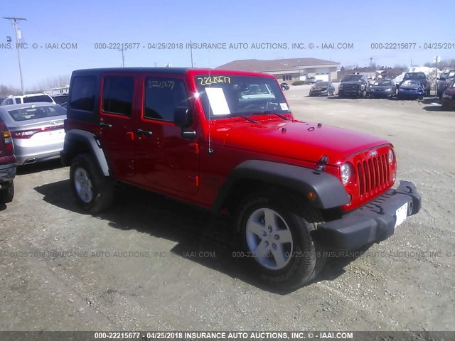 1C4BJWDG7HL722303 - 2017 JEEP WRANGLER UNLIMITE SPORT RED photo 1