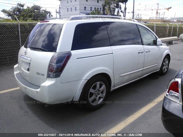 5N1BV28U27N130271 - 2007 NISSAN QUEST S/SE/SL WHITE photo 4