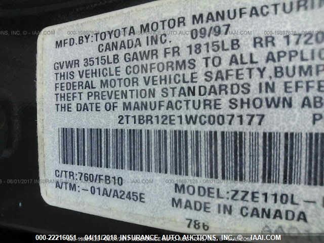 2T1BR12E1WC007177 - 1998 TOYOTA COROLLA VE/CE/LE 蓝色 照片 9