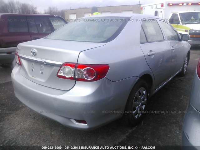 2T1BU4EE2DC074461 - 2013 TOYOTA COROLLA S/LE SILVER photo 4