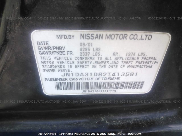 JN1DA31D82T413581 - 2002 NISSAN MAXIMA GLE/GXE/SE BLACK photo 9