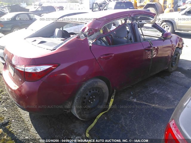 5YFBURHE9GP431910 - 2016 TOYOTA COROLLA L/LE/LE PLS/PRM/S/S PLS MAROON photo 4