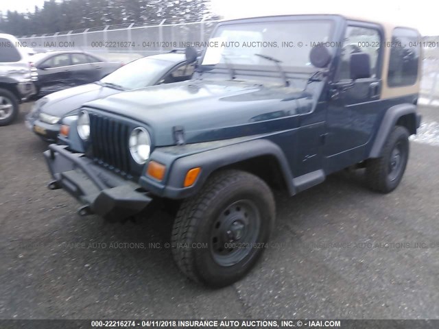 1J4FY29P4WP804309 - 1998 JEEP WRANGLER / TJ SE GREEN photo 2