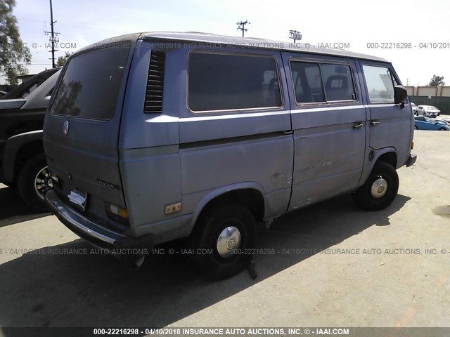 WV2YB0259GH046171 - 1986 VOLKSWAGEN VANAGON BUS Light Blue photo 4