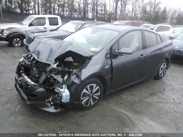 JTDKARFP0H3033086 - 2017 TOYOTA PRIUS PRIME  ნაცრისფერი ფოტო 2