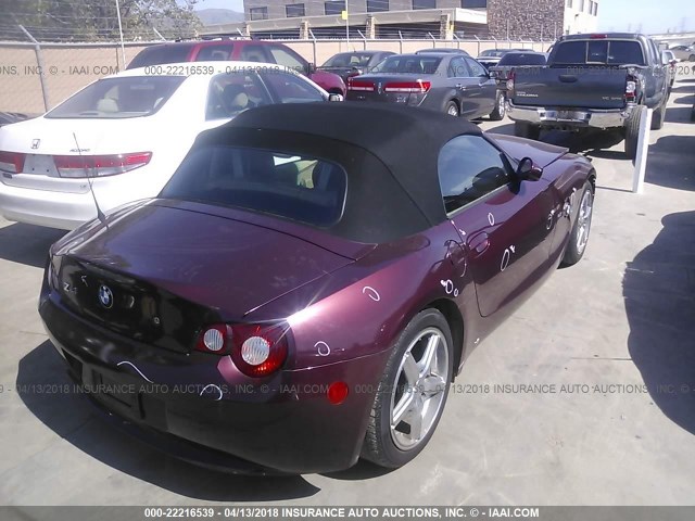 4USBT33585LS55178 - 2005 BMW Z4 2.5 BURGUNDY photo 4