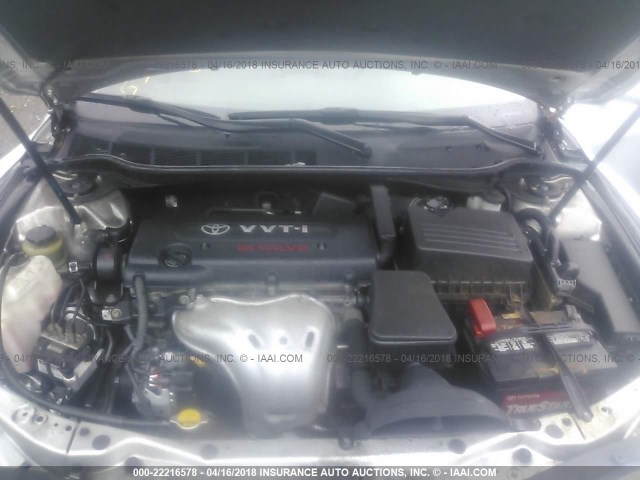 4T1BE46K78U227129 - 2008 TOYOTA CAMRY CE/LE/XLE/SE GRAY photo 10