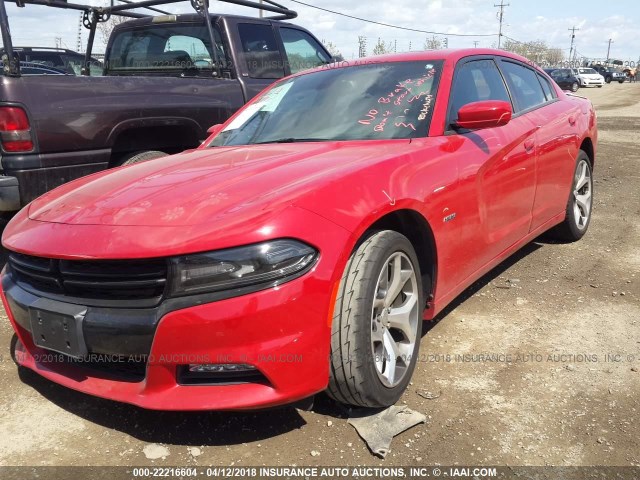 2C3CDXCT0FH729222 - 2015 DODGE CHARGER R/T RED photo 2