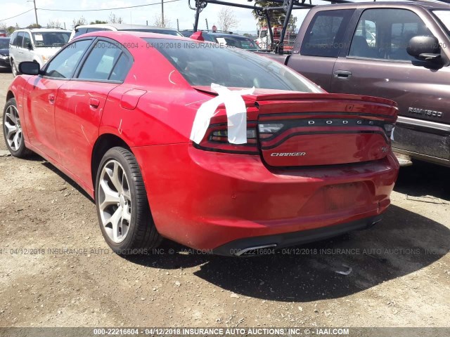 2C3CDXCT0FH729222 - 2015 DODGE CHARGER R/T RED photo 3