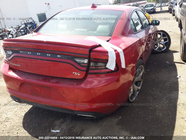 2C3CDXCT0FH729222 - 2015 DODGE CHARGER R/T RED photo 4