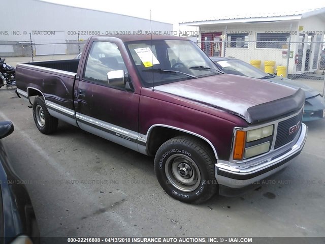 1GTDC14H9PZ502302 - 1993 GMC SIERRA C1500 BURGUNDY photo 1