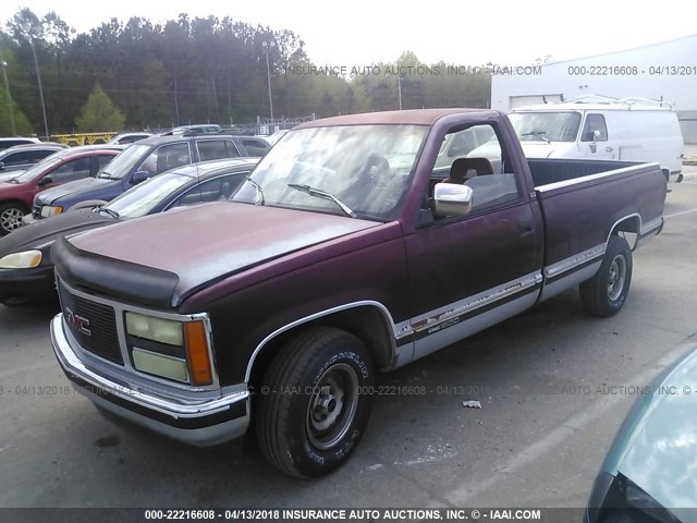 1GTDC14H9PZ502302 - 1993 GMC SIERRA C1500 BURGUNDY photo 2