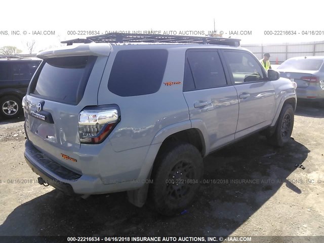 JTEBU5JR9H5435360 - 2017 TOYOTA 4RUNNER SR5 PREM/LTDL/TRAIL/TRD GRAY photo 4