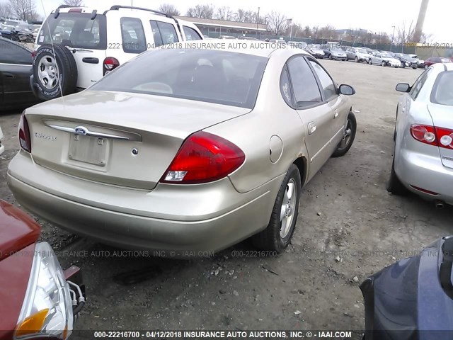 1FAHP52U91A201649 - 2001 FORD TAURUS LX GOLD photo 4