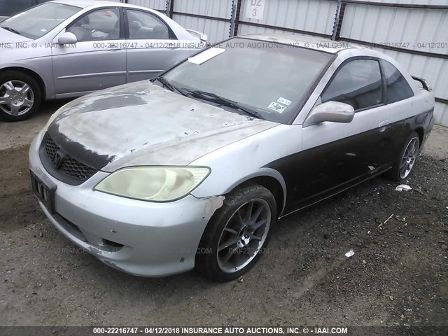 1HGEM21965L007576 - 2005 HONDA CIVIC EX SILVER photo 2