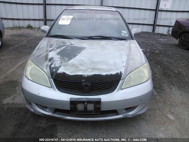 1HGEM21965L007576 - 2005 HONDA CIVIC EX SILVER photo 6