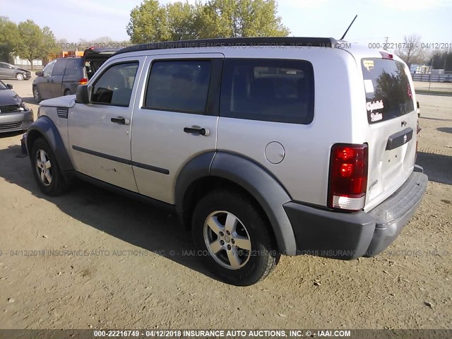 1D8GT28K27W739225 - 2007 DODGE NITRO SXT SILVER photo 3