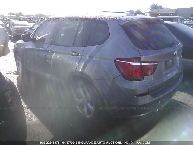 5UXWX5C53BL713551 - 2011 BMW X3 XDRIVE28I GRAY photo 3