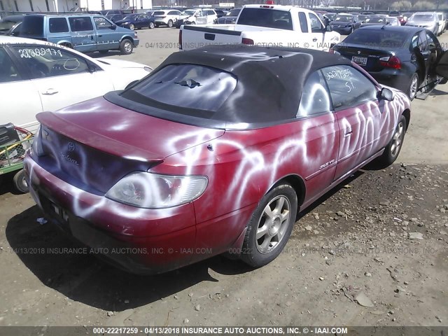 2T1FF22P3YC393573 - 2000 TOYOTA CAMRY SOLARA SE/SLE RED photo 4