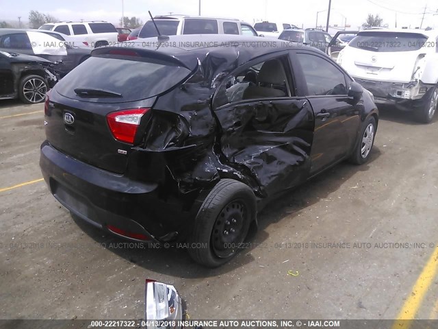 KNADM5A35D6309796 - 2013 KIA RIO LX BLACK photo 4