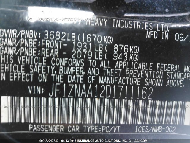 JF1ZNAA12D1711162 - 2013 TOYOTA SCION FR-S შავი ფოტო 9