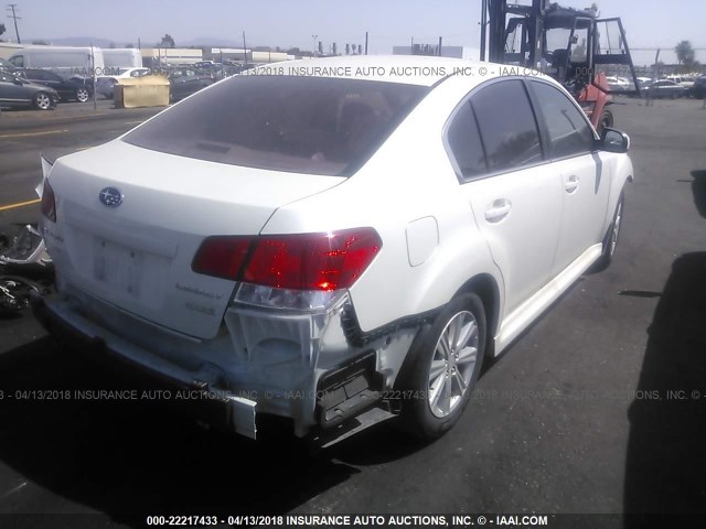 4S3BMBC60C3032295 - 2012 SUBARU LEGACY 2.5I PREMIUM WHITE photo 4