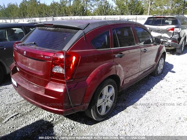 1B3HB48B17D163447 - 2007 DODGE CALIBER SXT RED photo 4