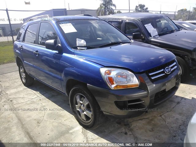 KNDJF724777336547 - 2007 KIA SPORTAGE LX BLUE photo 1